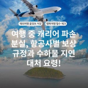 여행 중 캐리어 파손 분실, 항공사별 보상 규정과 수하물 지연 대처 요령!