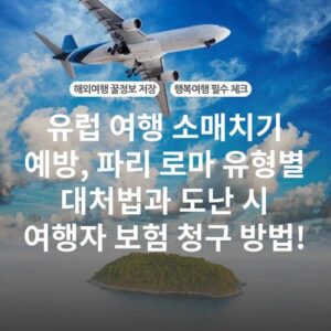 유럽 여행 소매치기 예방, 파리 로마 유형별 대처법과 도난 시 여행자 보험 청구 방법!